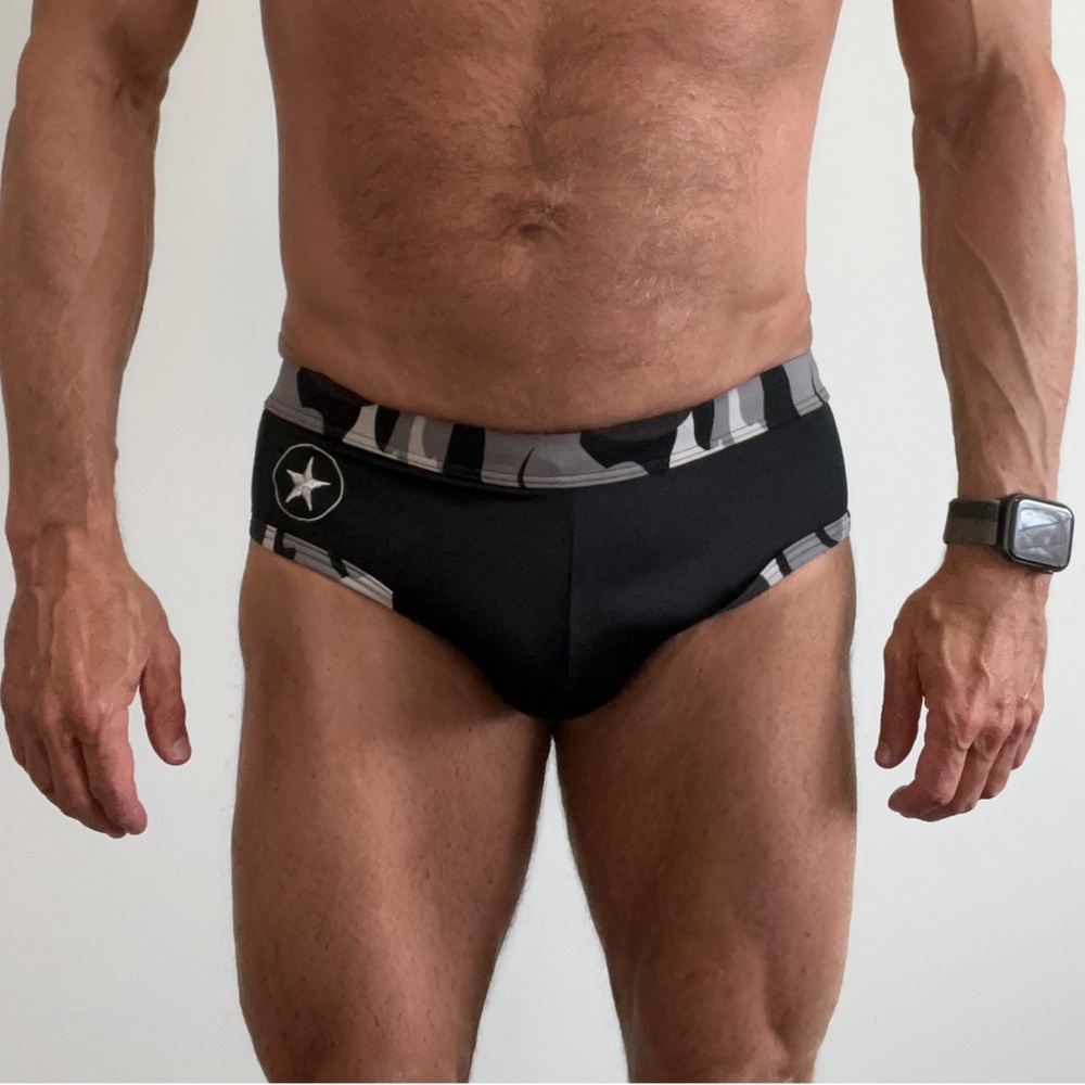 Stylish Black and Gray Men's Swim Briefs
